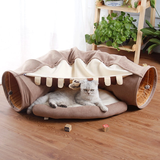Pet Cats Tunnel Interactive Play Toy Mobile Collapsible Ferrets Rabbit Bed tunnels Indoor Toys Kitten Exercising Products Hover Image