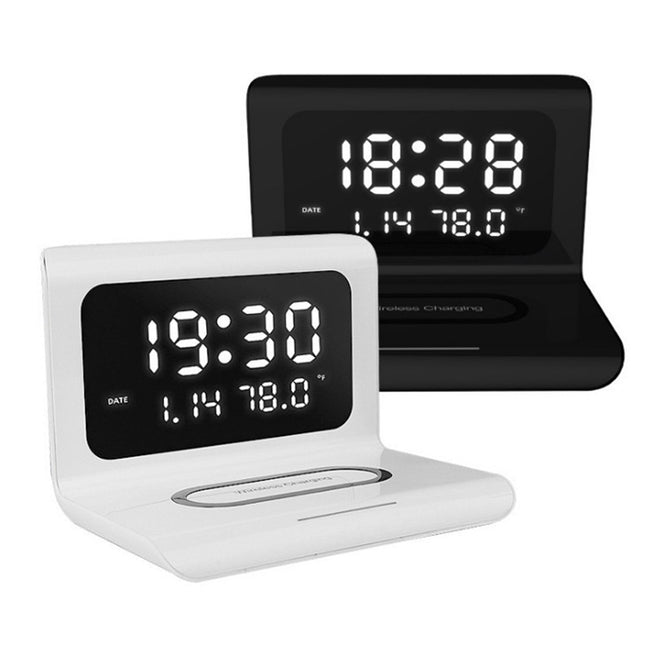 Wireless Charger Alarm Clock Creative Perpetual Calendar Temperature and Humidity Wireless Charge 10W Fast Charge Hover Image