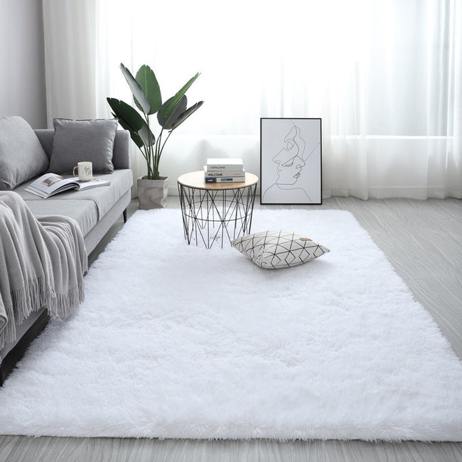 Nordic Fluffy Carpet Rugs For Bedroomliving Room Rectangle Large Size Plush Anti-slip Soft Carpet White Red 13 Colors Hover Image
