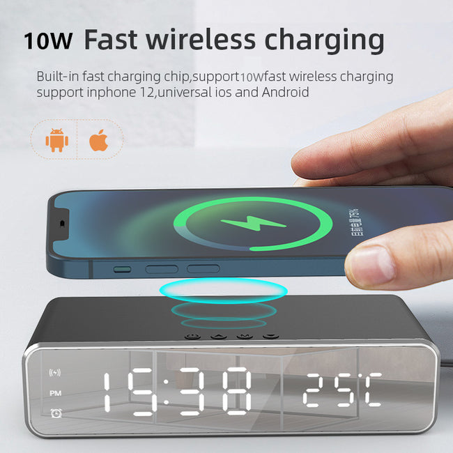 Electric Wireless Phone Charger, Clock, HD Thermometer, Mirror, Clock with Charger Main Image