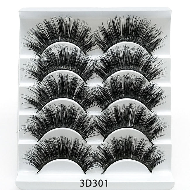Mink False Eyelashes 3D False Eyelashes Five Pairs Of Soft Cotton Stalk Eyelashes Hover Image