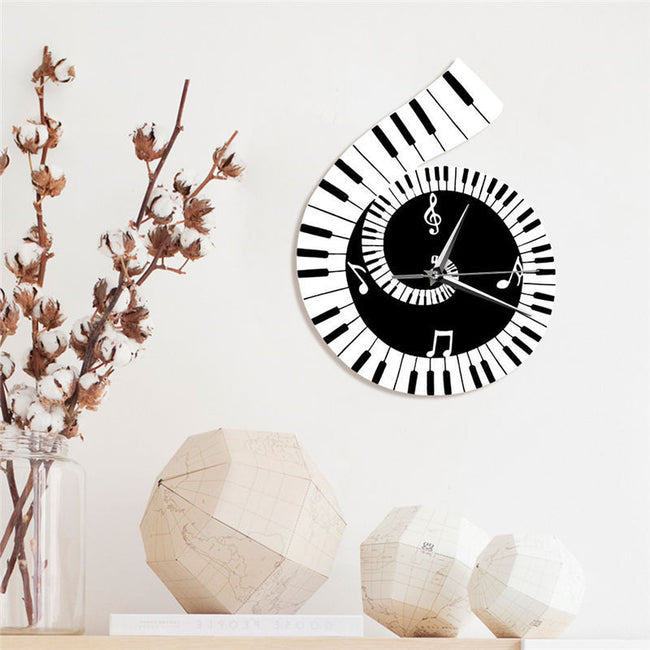 Decoration Wall Clock Treble Clef Piano Keyboard Musical Notes Irregular Decoration Clock Wall Clock Cross-border Hover Image