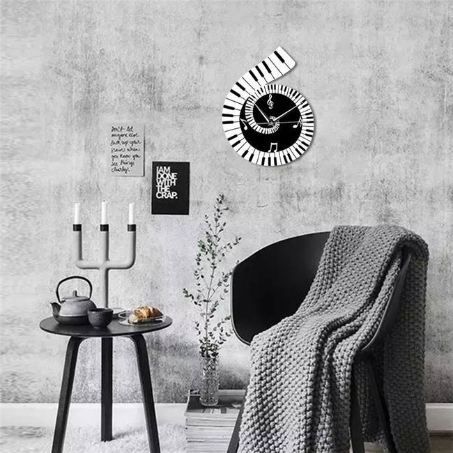 Decoration Wall Clock Treble Clef Piano Keyboard Musical Notes Irregular Decoration Clock Wall Clock Cross-border Main Image