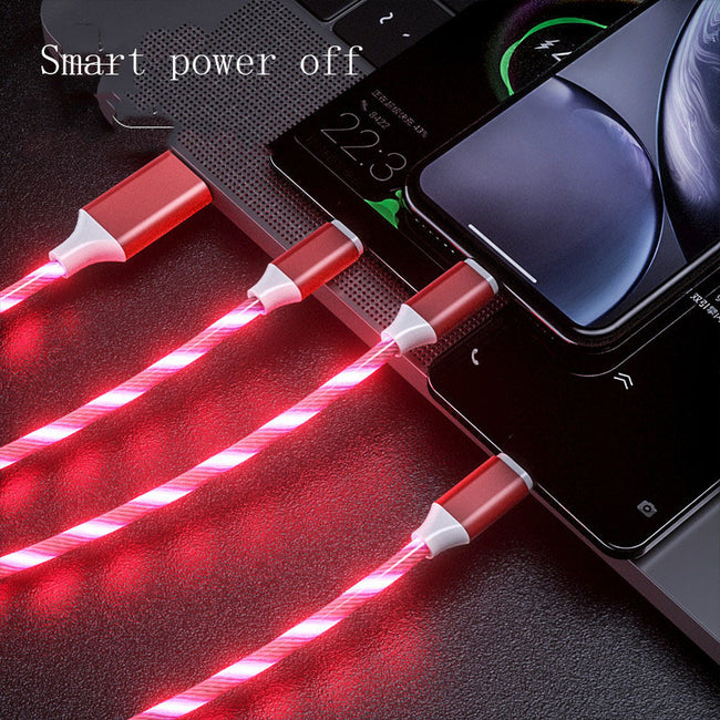 3 In 1 Micro USB Type C Cable LED Flowing Light Type C Chager Cable Mobile Phone Charging Wire Hover Image