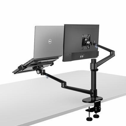 Aluminum Multifunction Ergonomics Desk Laptop Stand Monitor Desktop Holder Computer Full Motion With Column Bar Hover Image
