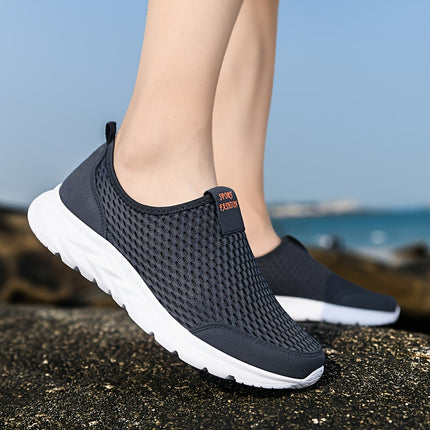 Mens Breathable Slip On Sneakers Mesh Upper Casual Shoes