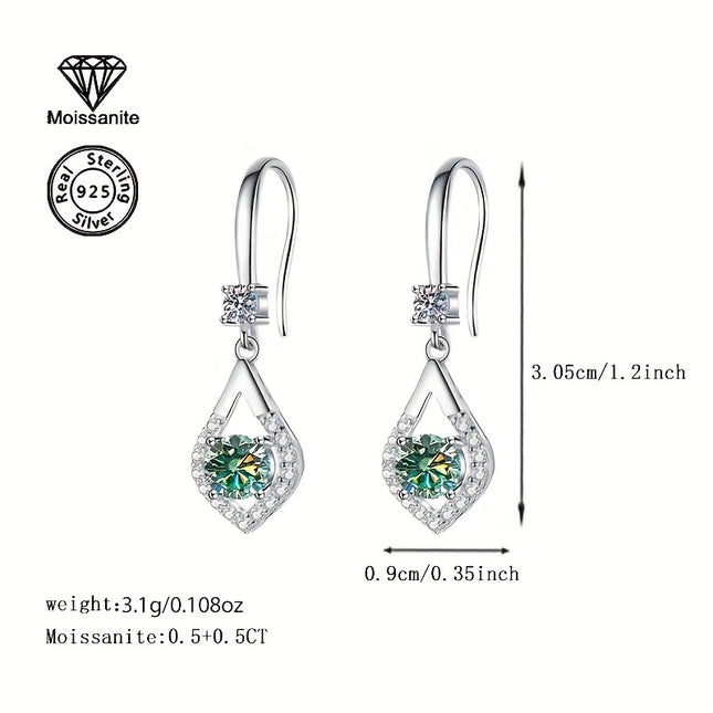925 Silver 1 Carat Moissanite Earrings Gift For Women