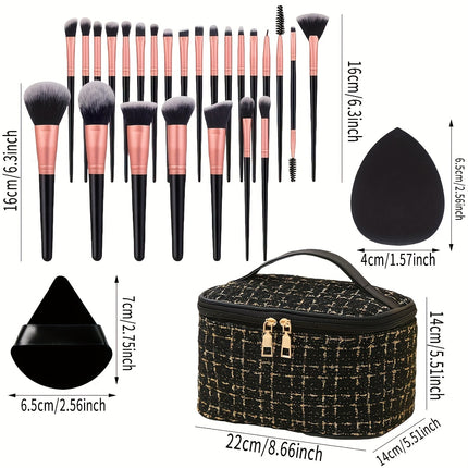 Trendy Black Complete Makeup Kit 26 Pcs Portable Bag Gift
