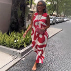 New V-neck Printed Sleeveless Dress Casual