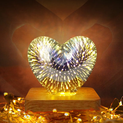 3D USB Powered Love Heart Fireworks Night Lamp LED Bedroom