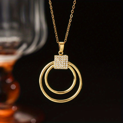 Golden 18K Geometric Jewelry Set Necklace Earrings Ring