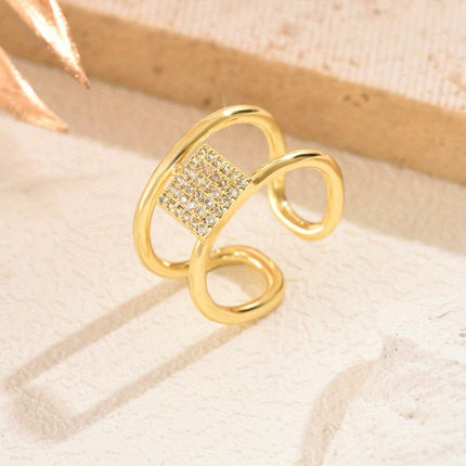 Golden 18K Geometric Jewelry Set Necklace Earrings Ring