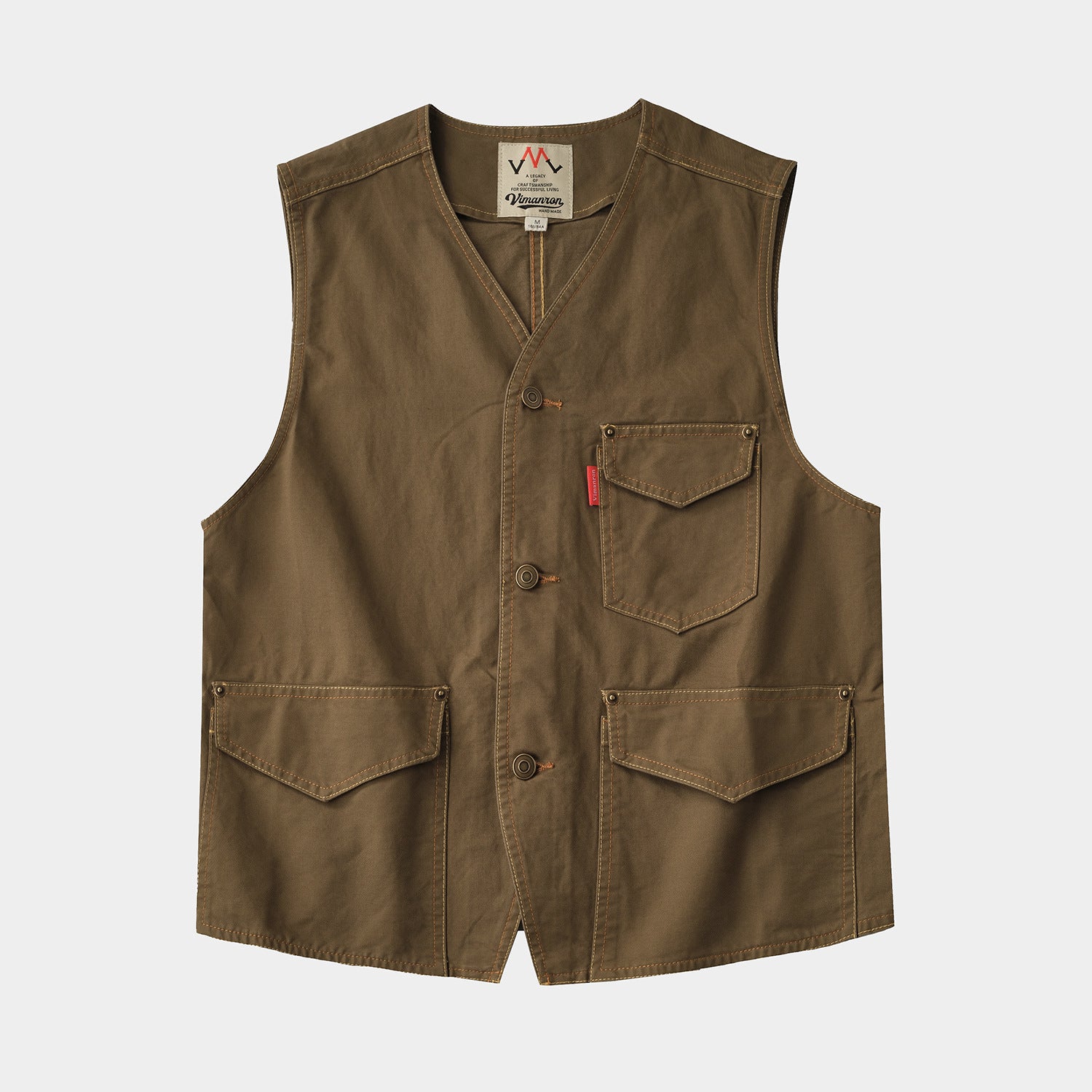 Original Kaji Retro Worn Looking Washed-out Woven Cotton Vest