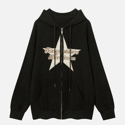 Women's Casual Hoodie With Embroidered Star And Lettering