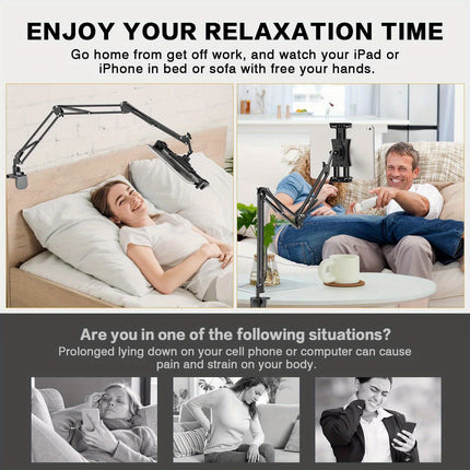 Adjustable Tablet Holder Bed Clamp Aluminum 360 Rotation