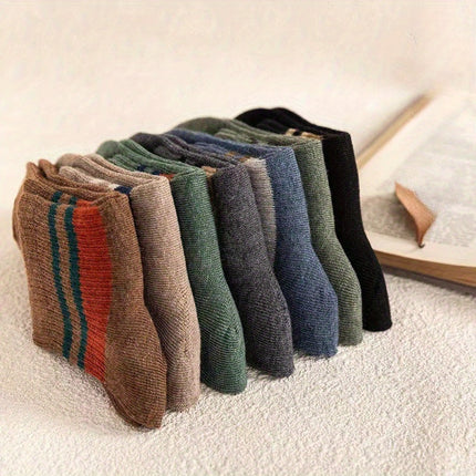 Men's Thick Anti Slip Socks 10 Pairs Breathable Striped