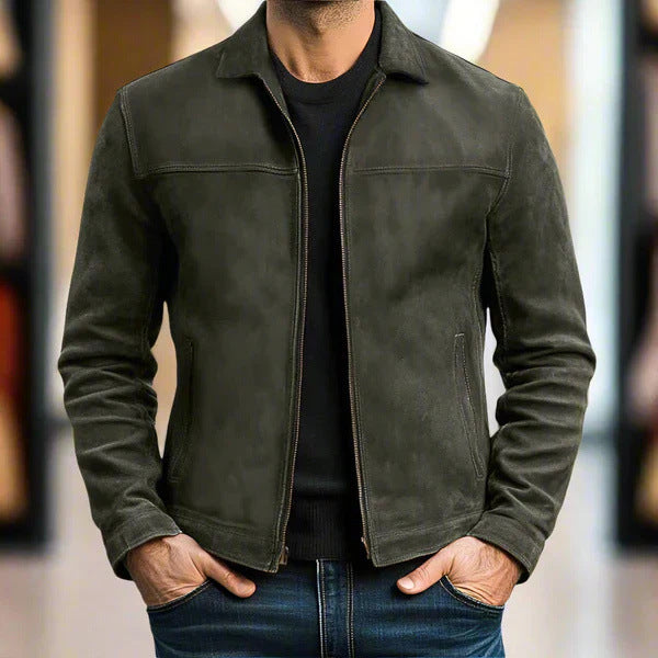 Men's Lapel Casual Trendy Leather Jacket Hover Image