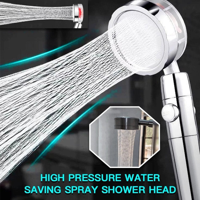 Propeller Driven Shower Head With Stop Button And Cotton Filter Turbocharged High Pressure Handheld Shower Nozzle Hover Image