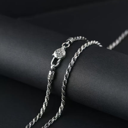 S925 Sterling Silver Couples Necklace With Twisted Rope Chain
