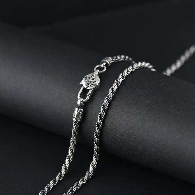 S925 Sterling Silver Couples Necklace With Twisted Rope Chain