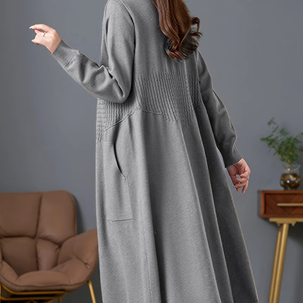 Womens V Neck Long Cardigan Polyester Knit Sweater Coat