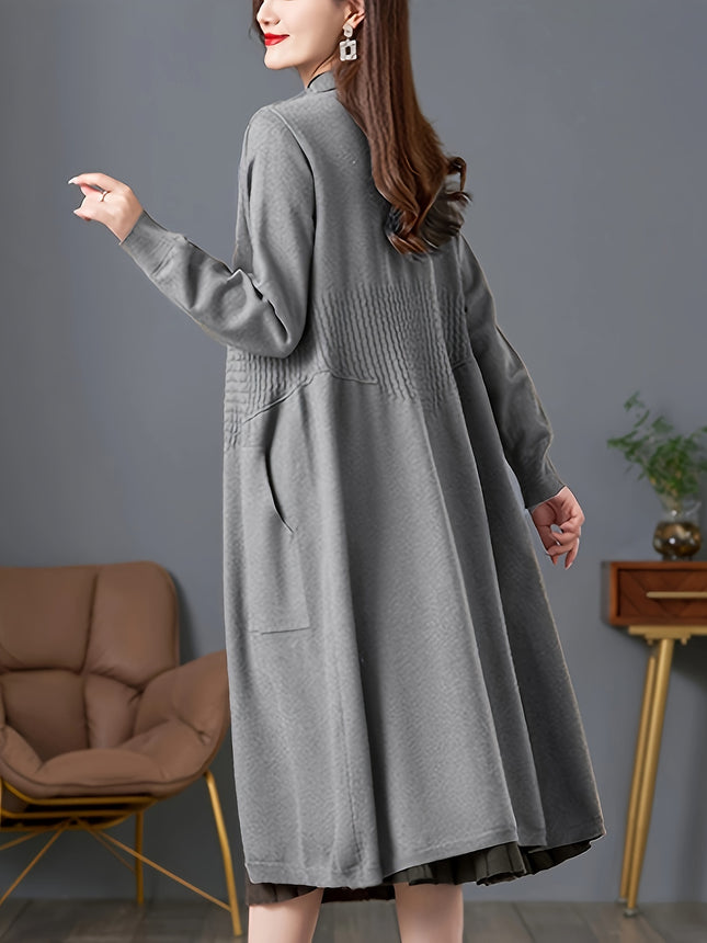 Womens V Neck Long Cardigan Polyester Knit Sweater Coat
