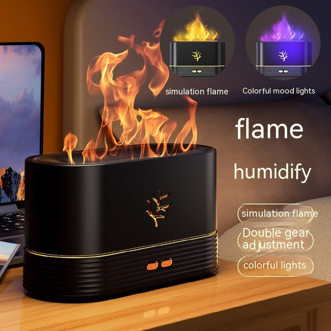 Flame Humidifier USB Smart Timing LED Electric Aroma Diffuser Simulation Fire Night Lamp Home Decor Main Image