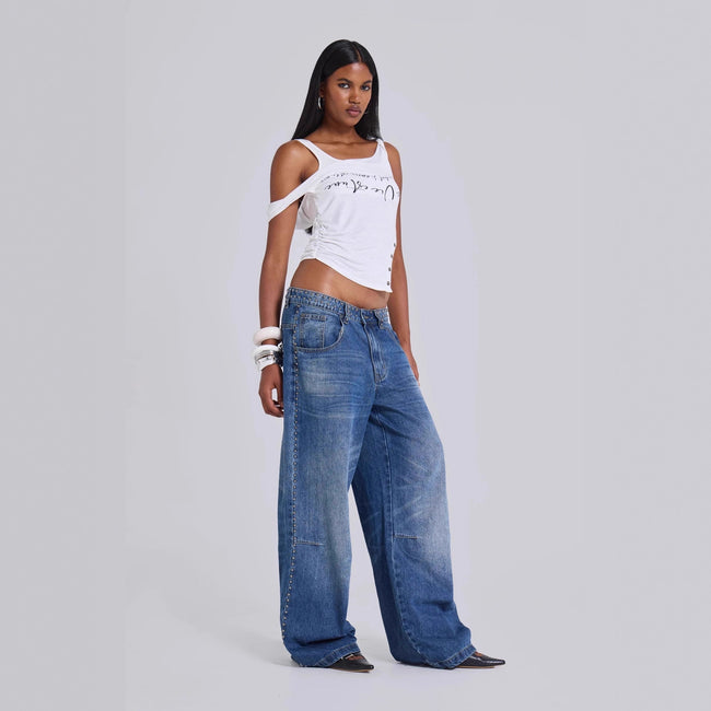 Women's Multi-beaded Loose Cool Jeans Women's Hover Image