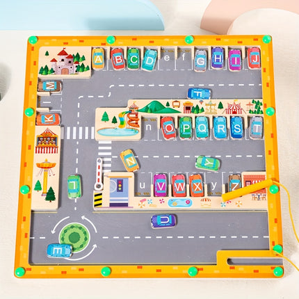 Wooden Alphabet Maze Puzzle Amusement Park Letter Match Toy