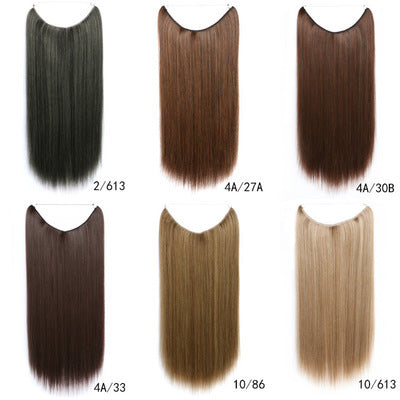 22 inches Invisible Wire No Clips in Hair Extensions Secret Fish Line Hairpieces Silky Straight Synthetic Main Image