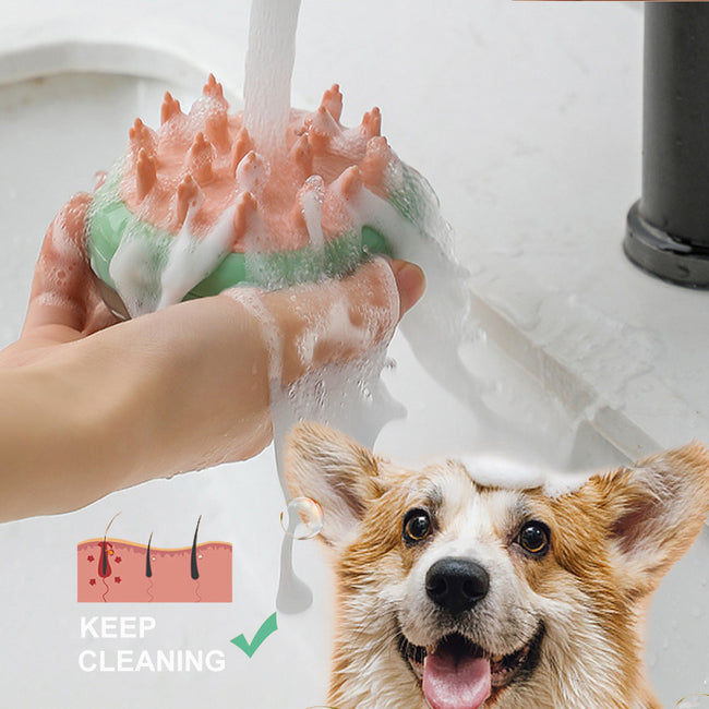 New 2 In 1 Pet Cat Dog Cleaning Bathing Massage Shampoo Soap Dispensing Grooming Brush Pets Supplies Hover Image