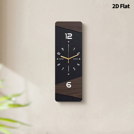 Ultra Quiet Quartz Wall Clock 2D Flat Black With Gold Hands