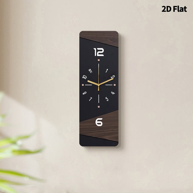 Ultra Quiet Quartz Wall Clock 2D Flat Black With Gold Hands