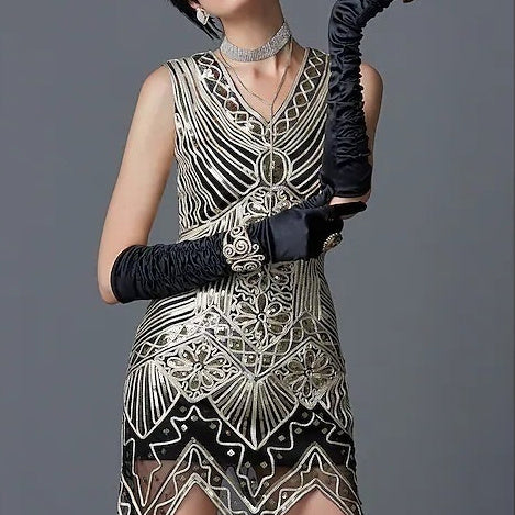 Retro Dress Handmade Beaded Tassel Sexy Performance Hover Image