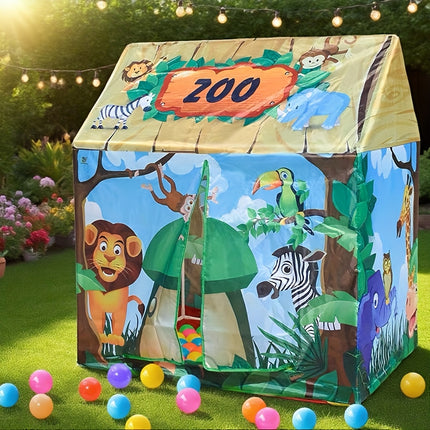 Green Forest Safari Playhouse With Animal Illustrations
