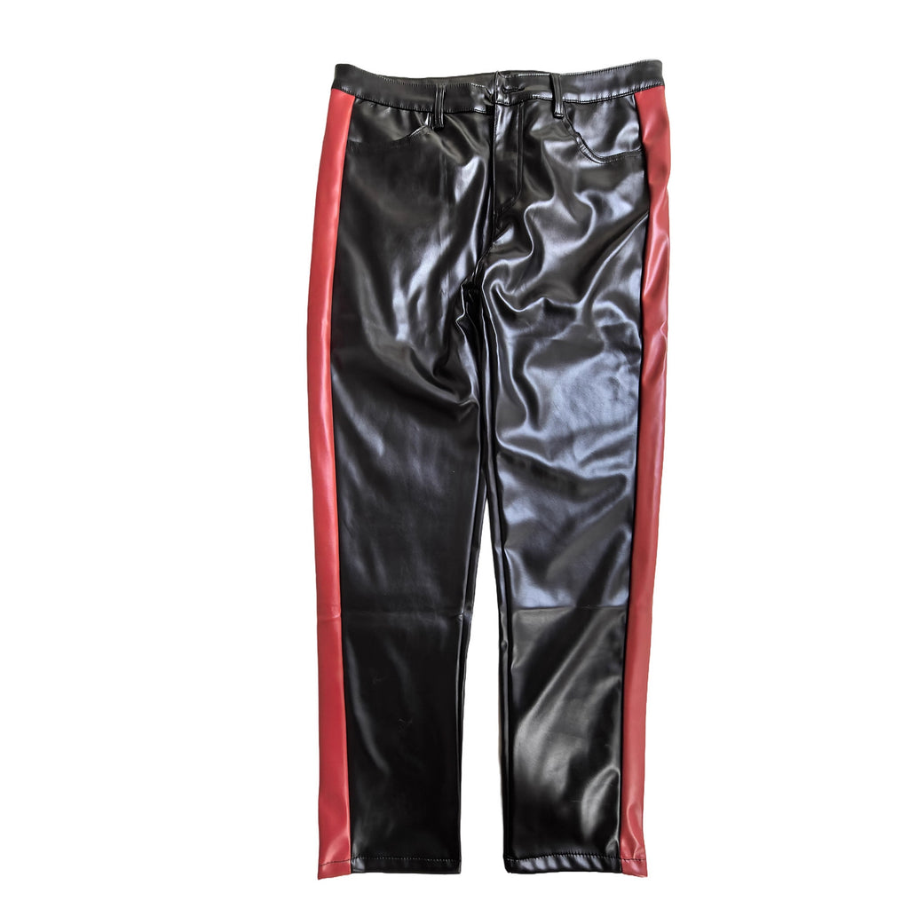 Trendy Nightclub Skinny Motorcycle PU Leather Casual Trousers