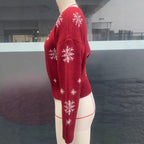 Snowflake Christmas Sweater For Women Pullover Boat Neck