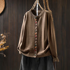 Women's Colorful Button Cotton Sweater Cardigan Loose-fitting Slimming Coat