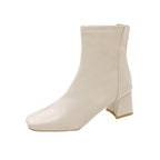 Boots Zipper Mid-calf And Low Length Martin Square Head
