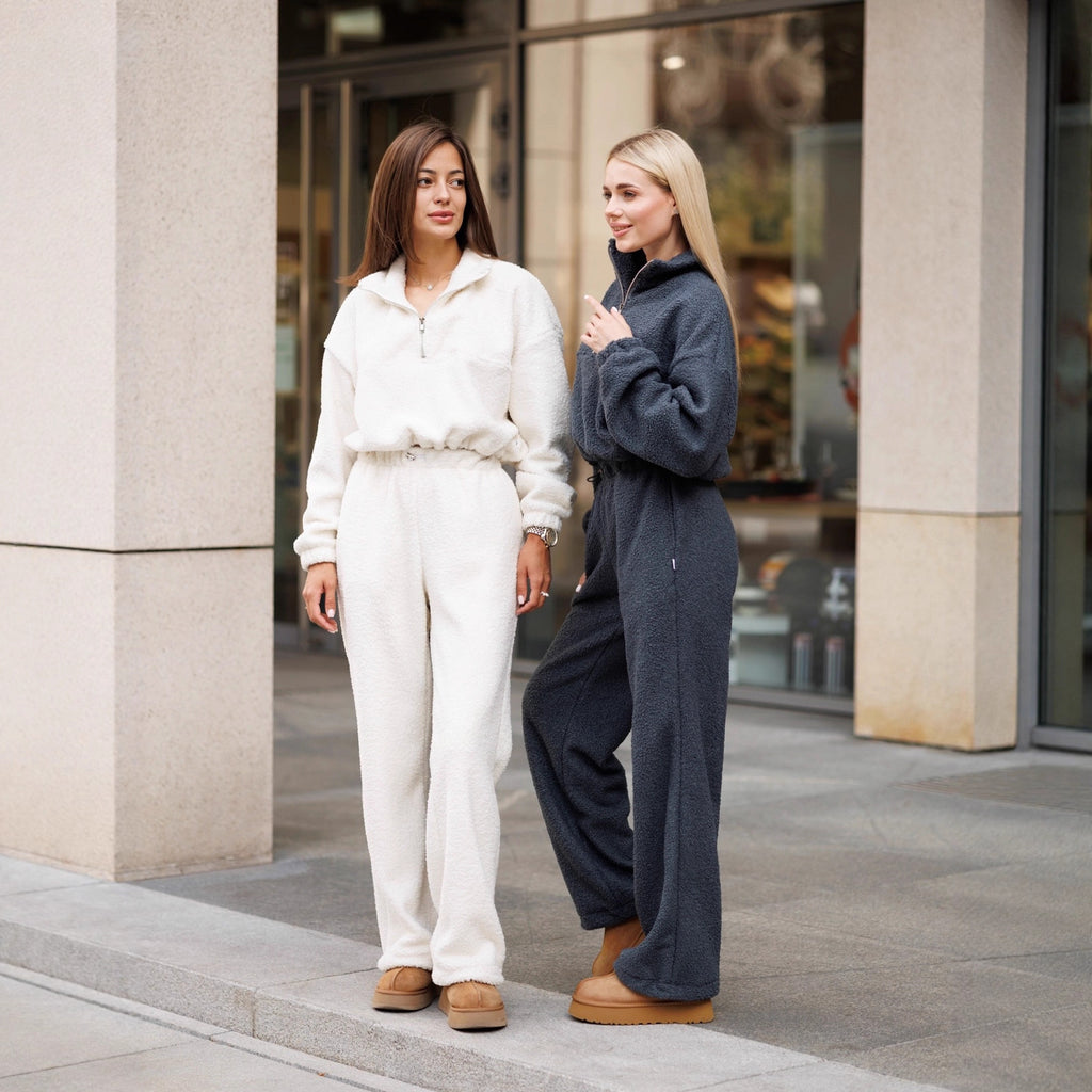 New Polar Fleece Suit Two-piece Long Sleeve Half Pull