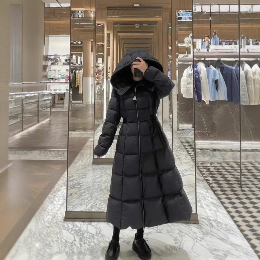 Long Casual Hooded Warm White Duck Down Jacket