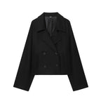 Simple Double Breasted Short Woolen Coat Women's Top