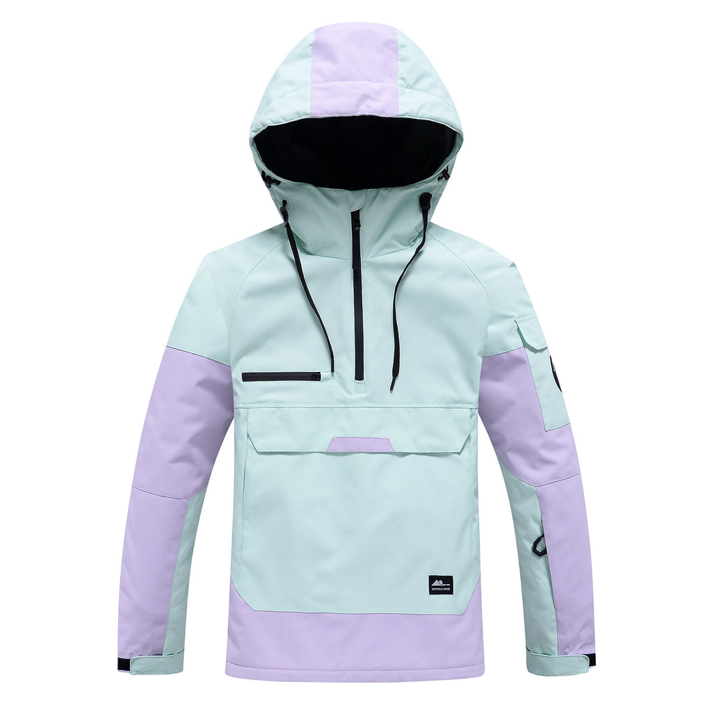 Contrast Color Windproof Water Breathable Couple Ski Hoodie