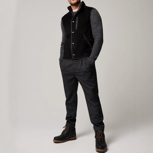 Autumn And Winter Fur Integrated Single-breasted Pocket Turn-down Collar Coat Hover Image