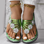 Floral Pattern Flip Flops Comfortable Casual Summer Beach Slippers