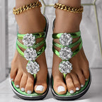 Floral Pattern Flip-Flops Comfortable Casual Summer Beach Slippers - Anklet Not Included