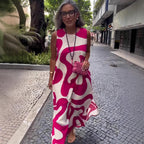 New V-neck Printed Sleeveless Dress Casual