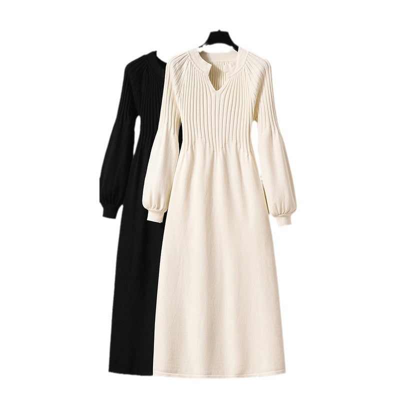 Loose Western Style Versatile Below The Knee Long Style Long Sleeve Dress