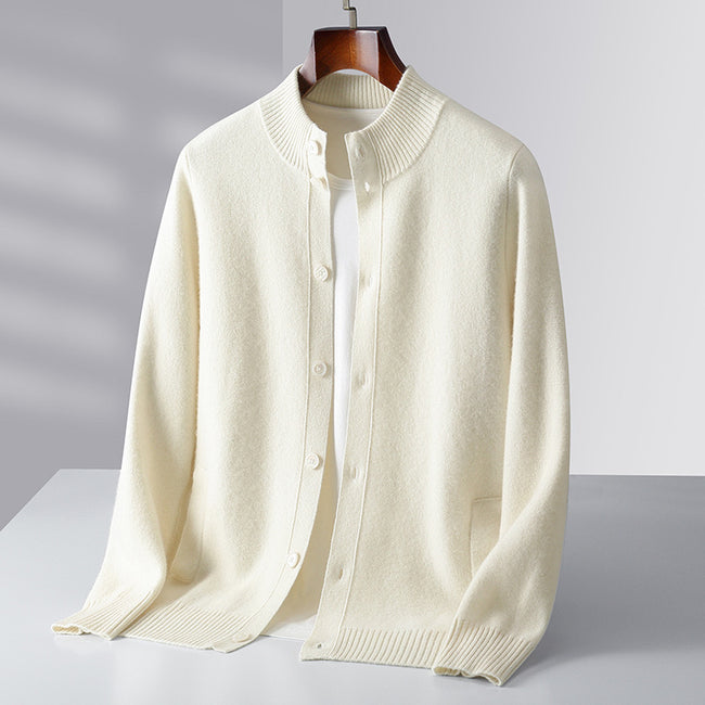 Pure Wool Men's Stand Collar Simple Sweater Hover Image