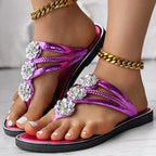 Floral Pattern Flip-Flops Comfortable Casual Summer Beach Slippers - Anklet Not Included